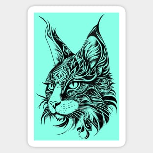 Cat line art illustration Magnet